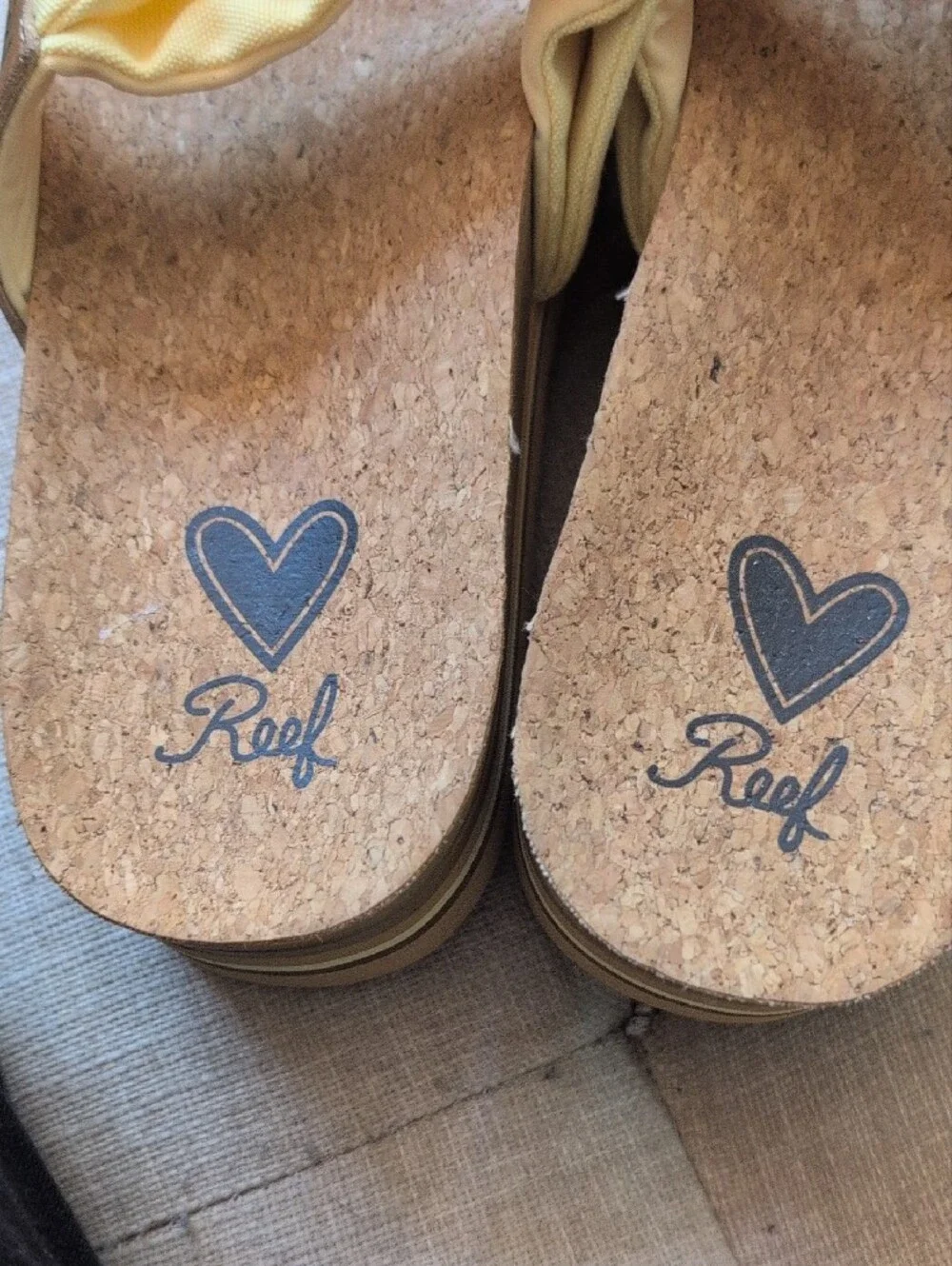 Reef Yellow Knotted Double-Strap Cork Slide Sandals